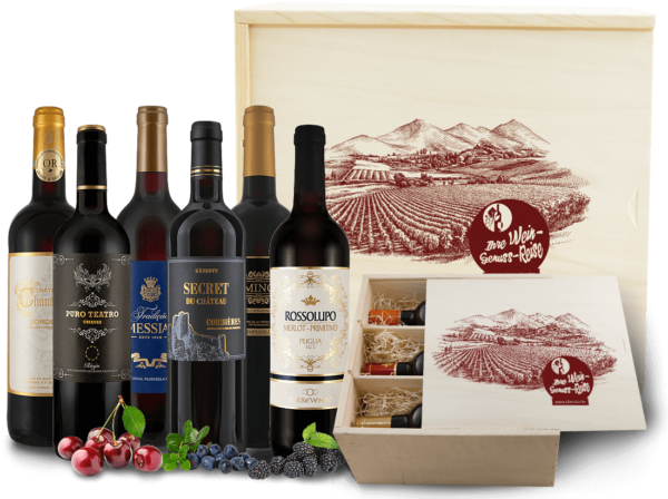 Festtags-Kiste mit edlen Rotweinen